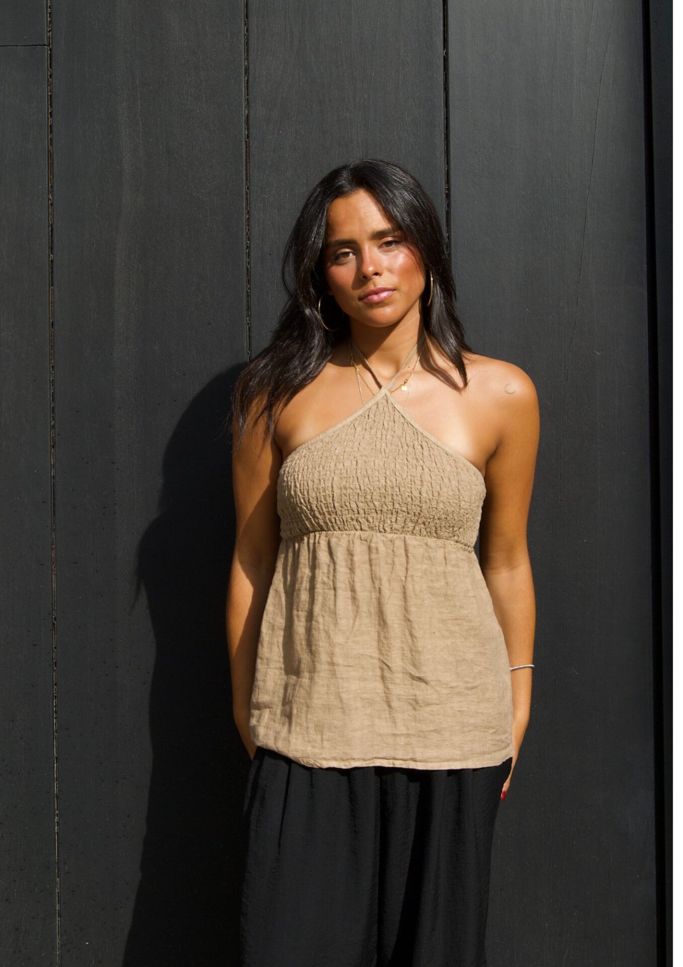 Top Lino Halter Camel - Imagen 2