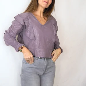 Blusa Nude hilo lurex plata
