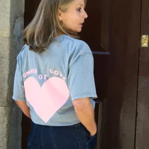 Camiseta lavada summer of love Rosa