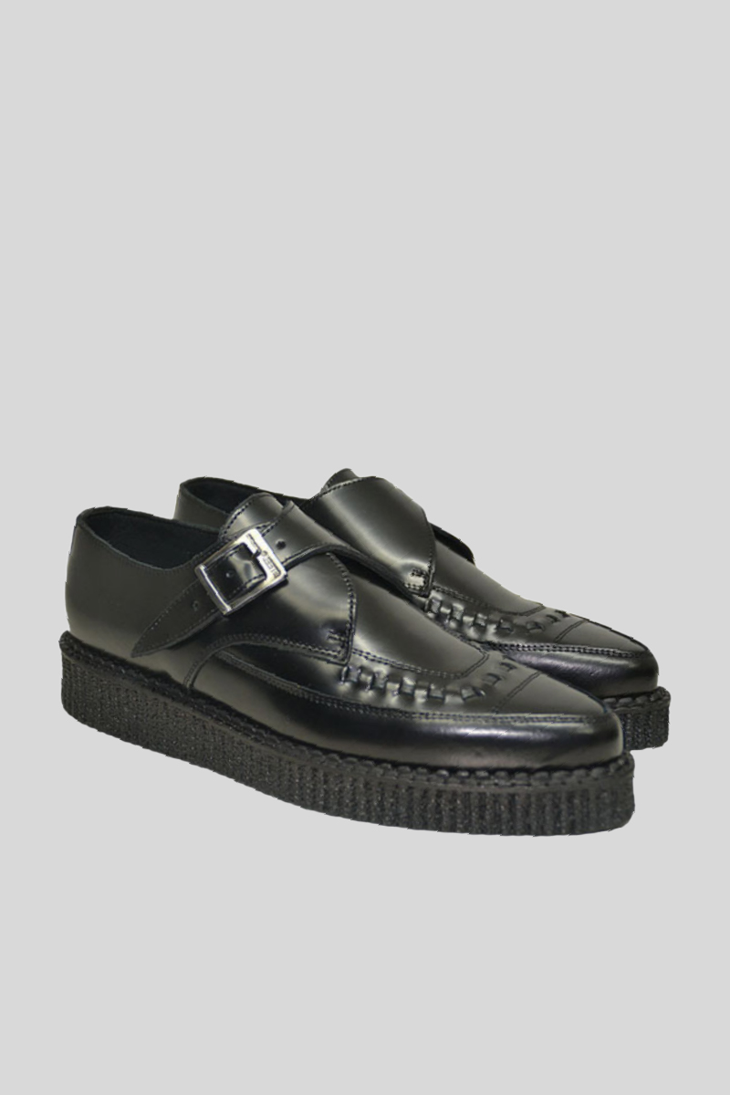 Uk-Look Shoes Zapatos Creeper Punta Fina Monk Piel